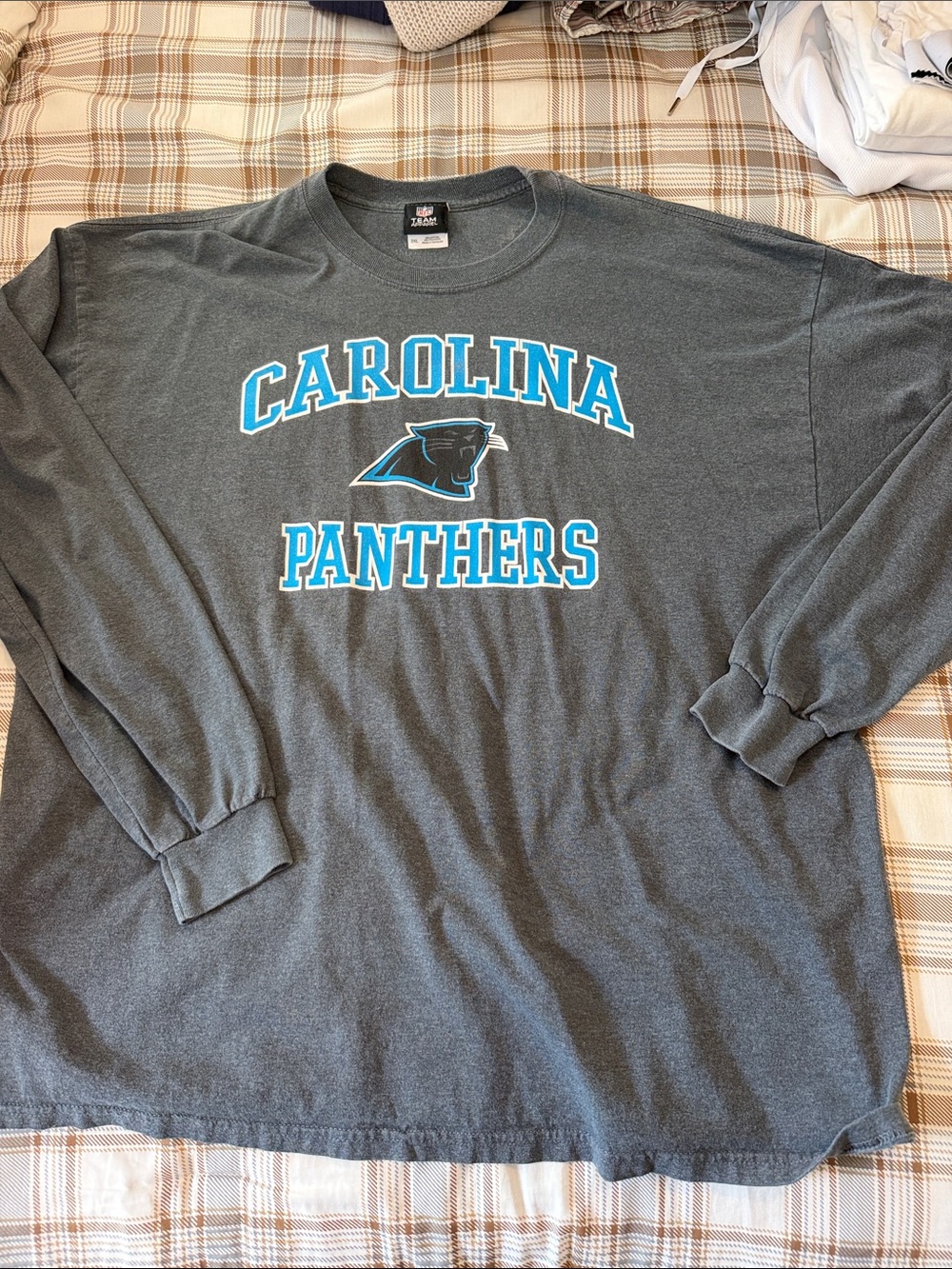 Carolina Panthers Gray Long-Sleeve Crewneck Shirt